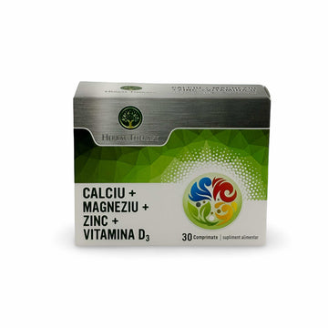 Calciu + Magneziu + Zinc + Vitamina D3, 30 comprimate – Supliment alimentar pentru oase, mușchi & imunitate