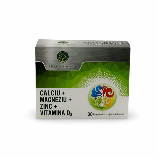 Calciu + Magneziu + Zinc + Vitamina D3, 30 comprimate – Supliment alimentar pentru oase, mușchi & imunitate