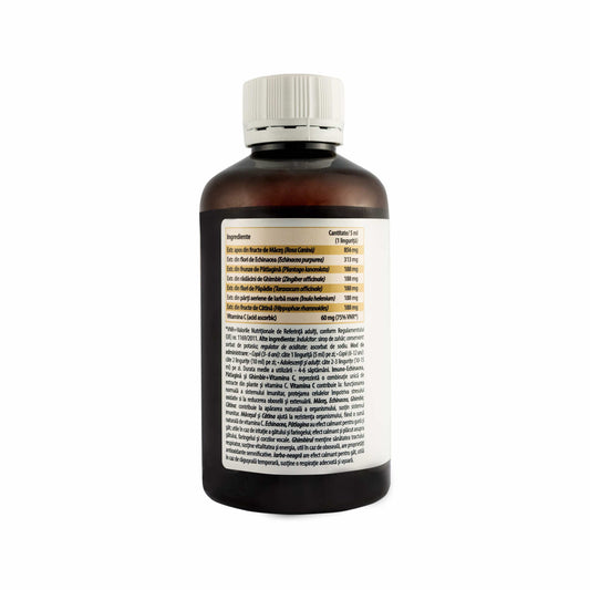Sirop Imunitate și Calmarea Gâtului - Imuno Echinacea, Pătlagină, Ghimbir, Vitamina C, 200 ml