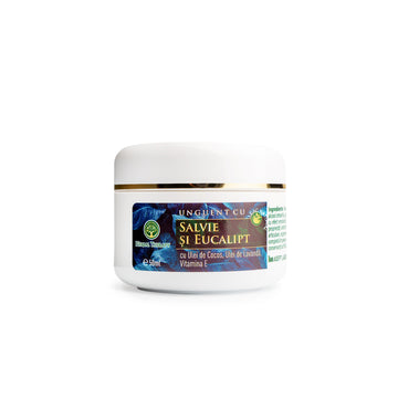 Unguent pentru Înțepături și Mâncărimi de Insecte - Salvie și Eucalipt, Ulei de Cocos, Ulei de Lavandă, Vitamina E, 50 ml