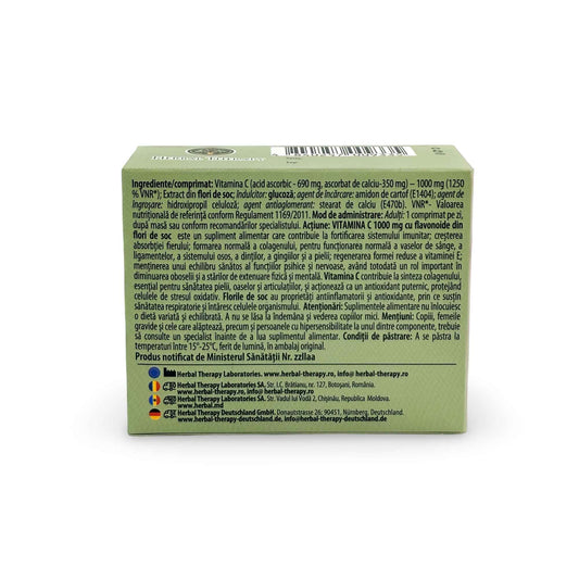 Vitamina C 1000 mg cu flavonoide din flori de soc - Ameliorarea simptomelor răcelii, 30 comprimate