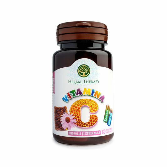 Vitamina C 100 mg, cu Propolis și Echinacea - Ameliorarea simtomelor răcelii, 60 comprimate masticabile